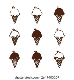 Ice cream in the bundle waffle cone logo vector 
