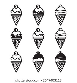 Ice cream in the bundle waffle cone logo vector 
