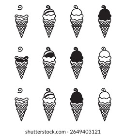 Ice cream in the bundle waffle cone logo vector 
