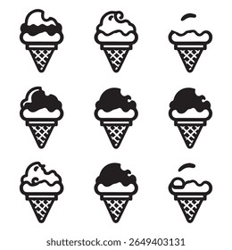 Ice cream in the bundle waffle cone logo vector 
