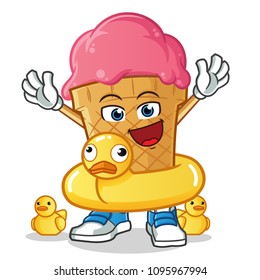 ice cream with buoy mascot vector cartoon illustration
