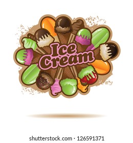 Ice Cream Burst EPS 8 vector, no open shapes or paths, grouped for easy editing.