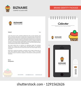 Ice cream Business Letterhead, Calendar 2019 and Mobile app design vector template