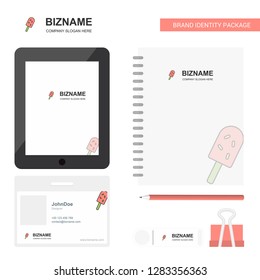 Ice cream Business Logo, Tab App, Diary PVC Employee Card and USB Brand Stationary Package Design Vector Template