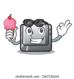 With ice cream button A in the cartoon shape