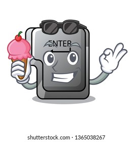 With ice cream button enter on a keyboard character