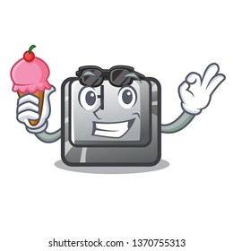 With ice cream button H in the shape cartoon