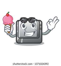 With ice cream button J isolated in the cartoon