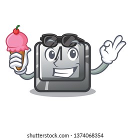 With ice cream button M in the character shape