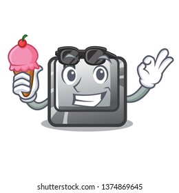 With ice cream button P in the shape mascot