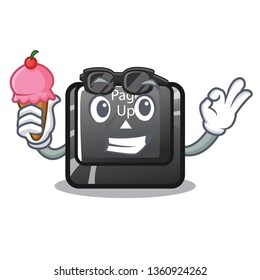 With ice cream button page up isolated with character