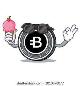With ice cream Bytecoin coin character cartoon