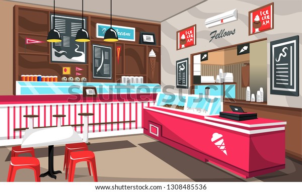 Ice Cream Cafe Colorful Decoration Ceiling Stock Vector