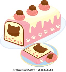 Ice Cream Cake with Cat Shape Chocolate inside