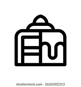 Ice cream cake. Editable stroke vector icon.