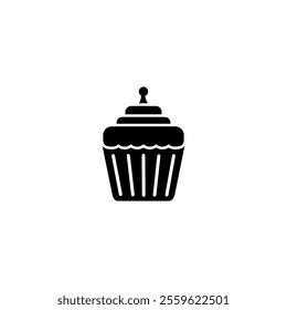 Ice Cream cake Fast food flat icon vector on black color