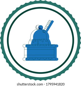 ice cream or cake icon with ice cream, white background with black lines