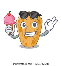With ice cream cake madeleine french isolated on mascot