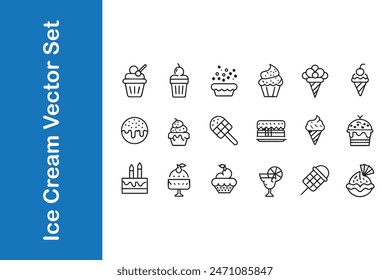Ice cream cake set with vector collections. 