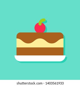 Ice cream cake vector illustration, Sweets flat design icon