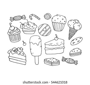 Ice cream, cake, vector illustration on your canvas