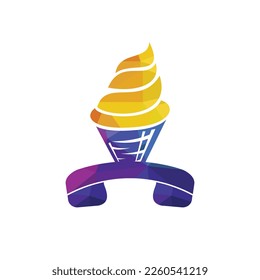 Ice Cream call vector  design template. Ice cream delivery service  concept.