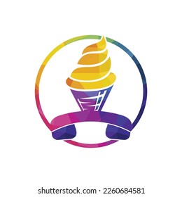 Ice Cream call vector  design template. Ice cream delivery service  concept.