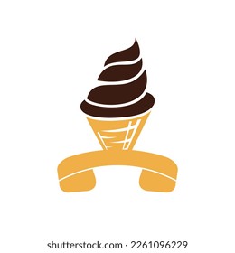 Ice Cream call vector  design template. Ice cream delivery service  concept.