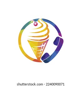 Ice Cream call vector logo design template. Ice cream delivery service logo concept.