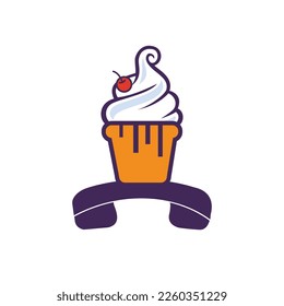 Ice Cream call vector logo design template. Ice cream delivery service logo concept.