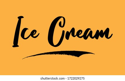 Ice Cream Calligraphy Black Color Text On Yellow Background