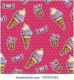 ice cream and candies pattern background