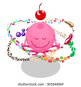 ice cream with candy and berry 