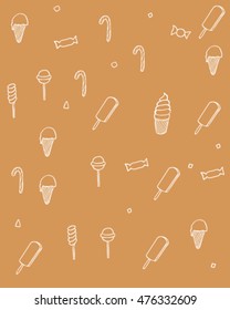 Ice cream and candy doodle vector art
