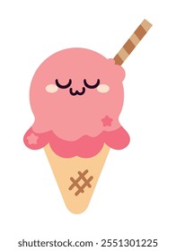 ice cream candy kawaii isolated