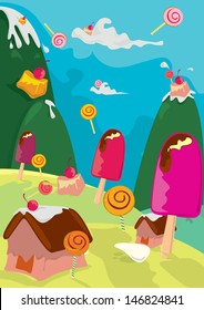 ice cream and candy land vector artwork
