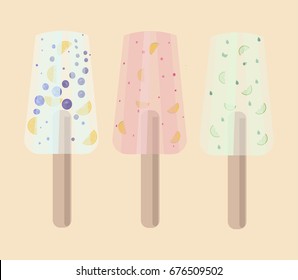 Ice cream candy sticks Vector illustration. Summer template banner