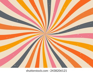 Ice cream and candy swirl background, lollipop vortex patterns intermixed with strawberry and circus elements. Retro spiral design. Flat vector illustration isolated
