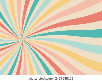 Ice cream and candy swirl background, lollipop vortex patterns intermixed with strawberry and circus elements. Retro spiral design. Flat vector illustration isolated