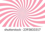 Ice cream and candy swirl pattern, strawberry milk twist vector background. Pink and white color spiral texture of fruit yogurt, lollipop or marshmallow vortex. Radial wavy stripes retro backdrop