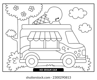 Ice Cream Car coloring pages for kids