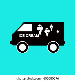 Ice cream car flat icon 