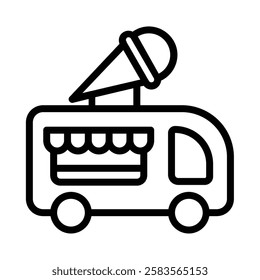 Ice Cream Car icon illustration in line style. Perfect for website mobile app presentation. Suitable for any user interface and user experience