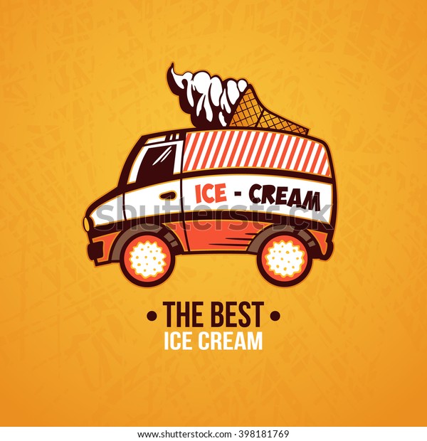 Ice cream\
car, mobile shop. Vector\
illustration