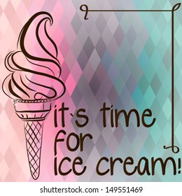 Ice cream card Background with ice cream Geometric poster Colorful mosaic banner Geometric hipster retro background