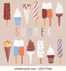 Ice cream card. Summer.