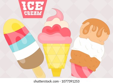 Ice cream card. Vector illustration.