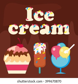 Ice Cream card. Vector illustration