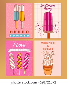 Ice cream cards, vector illustration.