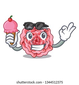 With ice cream carnations stick to the cartoon stem